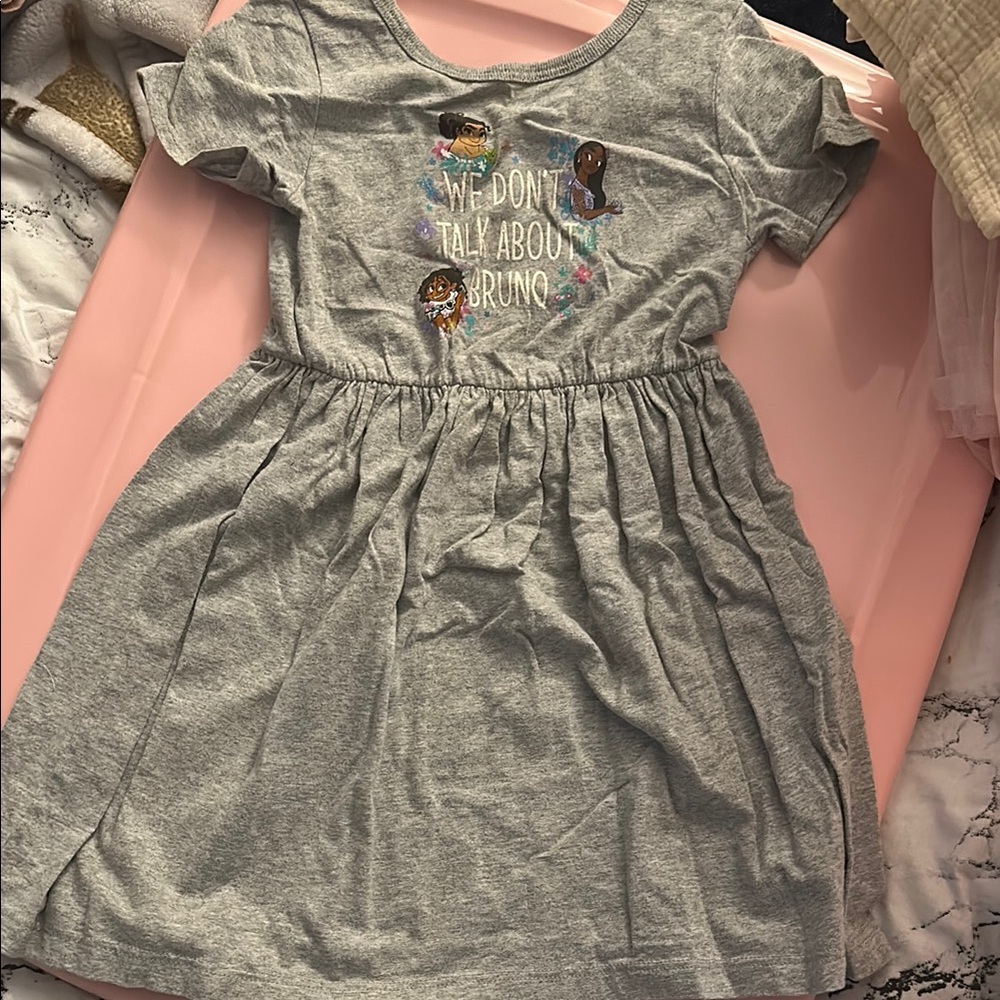 Gray Kids Dress with Character Print